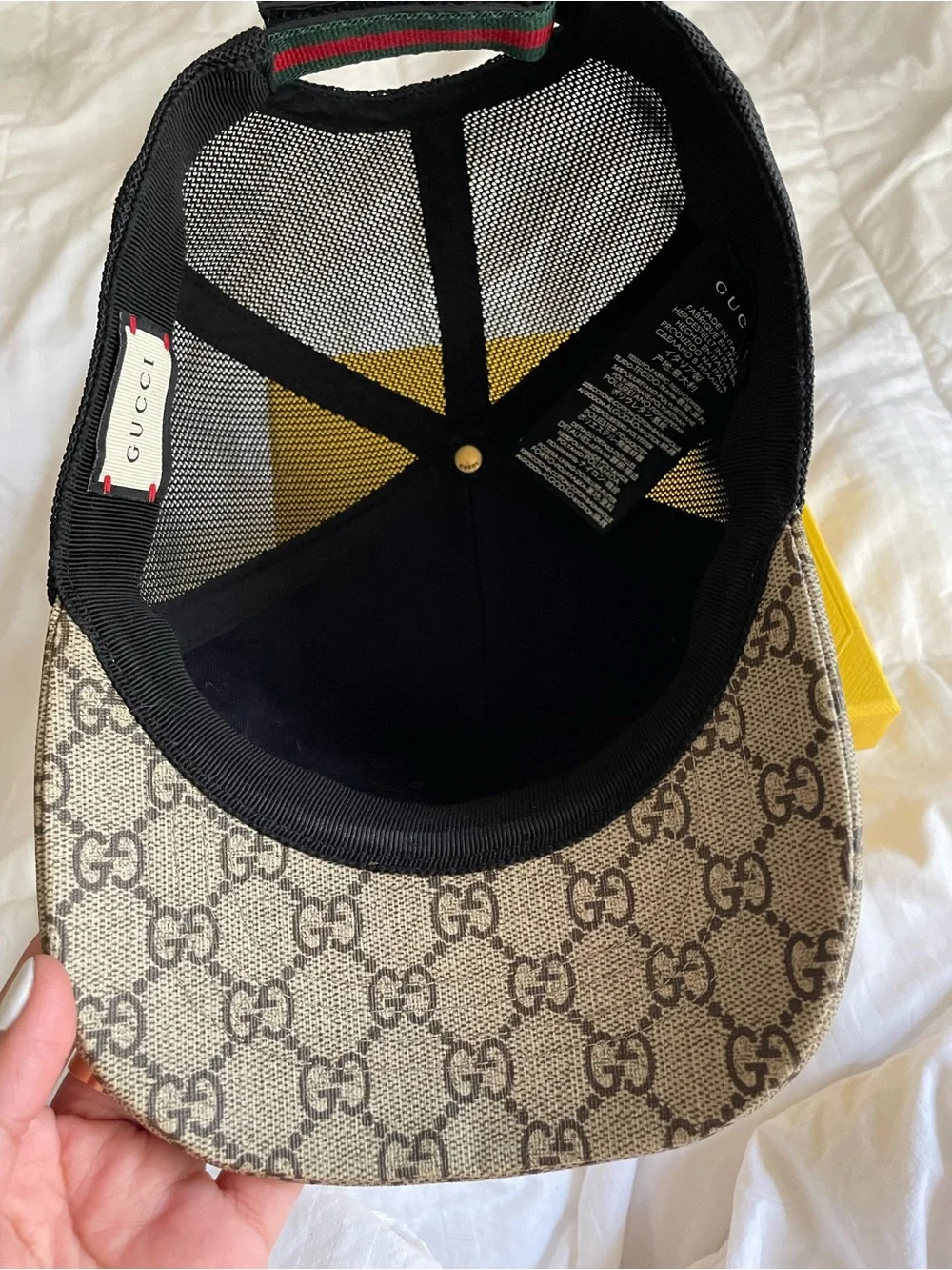 Gucci Brown GG Supreme Baseball Cap with Red Snake Motif